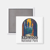 Aimant Redwood National Park California Vintage  (Recto/Verso)