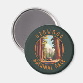 Aimant Redwood National Park Cercle en détresse rétro (Recto/Verso)