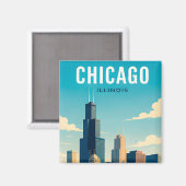 Aimant Reflets de l'horizon de Chicago (Recto/Verso)