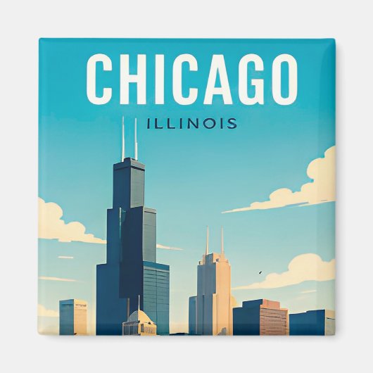 Aimant Reflets de l'horizon de Chicago (Devant)