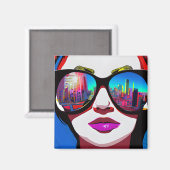 Aimant Réflexion de la ville dans lunettes de soleil femm (Recto/Verso)