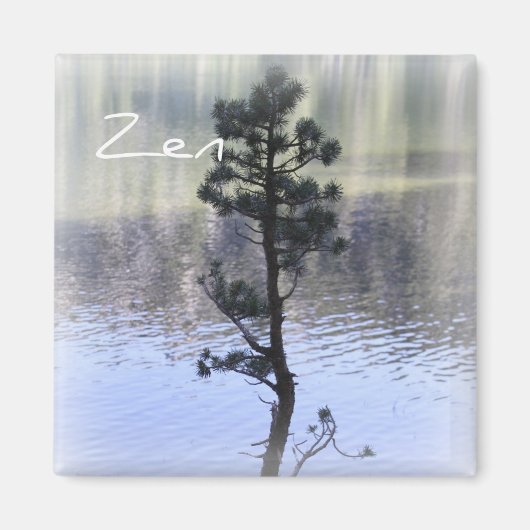 Aimant Réflexion zen - Aquarelle d'eau et d'arbre (Devant)