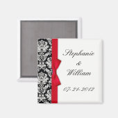 Aimant Réfrigérateur Damask et Red Bow (Recto/Verso)