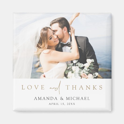 Aimant Réfrigérateur de Merci photo Mariage personnalisé (Devant)