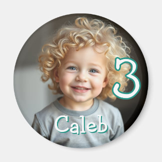 Aimant Réfrigérateur photo, nom et âge personnalisé