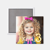 Aimant Réfrigérateur photo, nom et âge personnalisé (Recto/Verso)