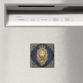 Aimant Regal Lion Design - Marine Blue & Gold Luxury Deco (In Situ (Lave-vaisselle))