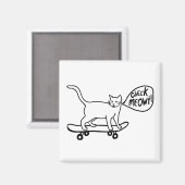 Aimant Regarde Meowt ! Chat de Ski Noir Blanc (Recto/Verso)