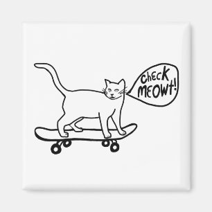 Aimant Regarde Meowt ! Chat de Ski Noir Blanc