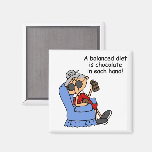 Aimant Régime équilibré de chocolat (Recto/Verso)