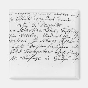 Aimant Registre du mariage de Bach à Anna