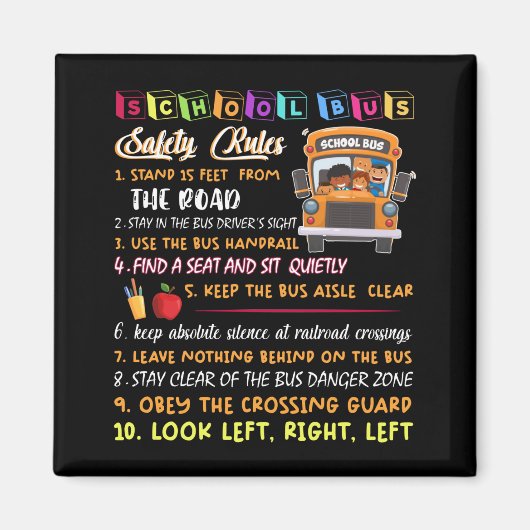 Aimant règles de sécurité des autobus scolaires (Devant)