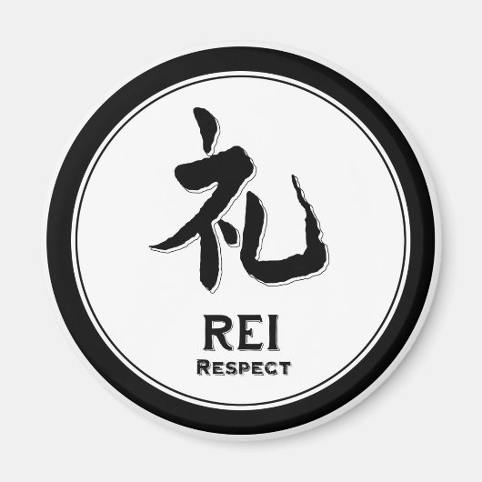 Aimant REI respect bushido vertu samurai kanji (Devant)