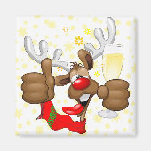 Aimant Reindeer Drunk Funny Caractère de Noël (Devant)