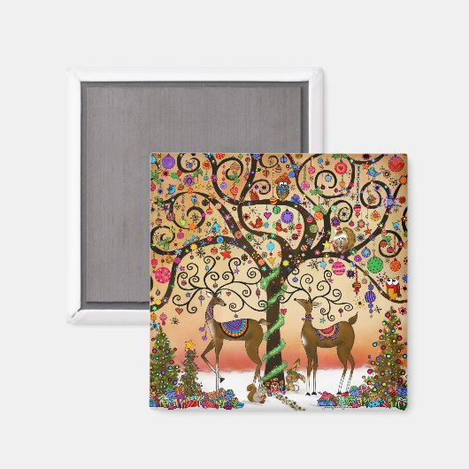 Aimant Reindeer Festive Cute Ornements Arbre de Noël (Recto/Verso)