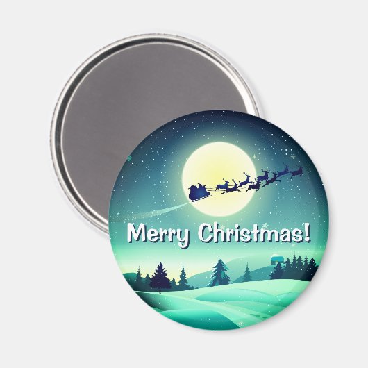 Aimant Reindeer Flying Sleigh (Recto/Verso)