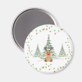Aimant Reindeer Noël Lumières de Noël Arbres d'hiver (Recto/Verso)