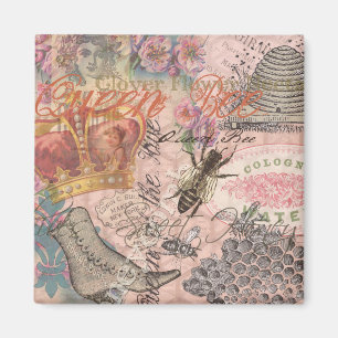Aimant Reine Abeille Vintage Beau Collage