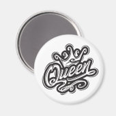 Aimant Reine avec couronne, conception de la typographie (Recto/Verso)