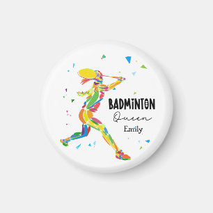 Aimant Reine de badminton personnalisée Colorée Joueuse a