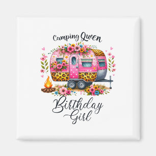 Aimant Reine de camping d'anniversaire Camp Rose Floral V