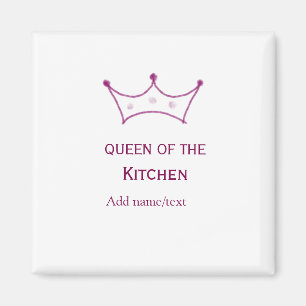 Aimant reine de cuisine mauve couronne cuisiner nom chef