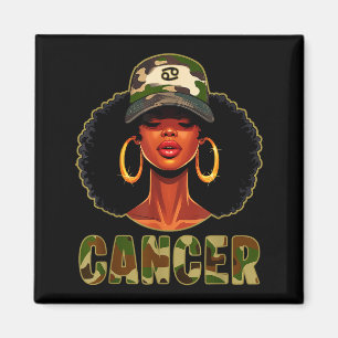 Aimant Reine du Cancer Femme Noire Avec Casquette Camo Fi