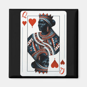 Aimant reine noire de cœur jeu de cartes fier noir w