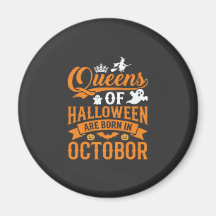 Aimant Reines d'Halloween Nées en Octobre Typographie Vin