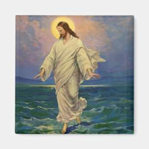 Aimant Religion vintage, Jésus Christ marche sur l'eau