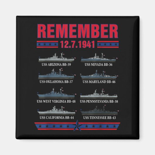Aimant Remember pearl harbor memorial day december 7th (Devant)