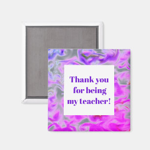 Aimant Remerciement à l'enseignant Rose Violet Tie-Dye Me