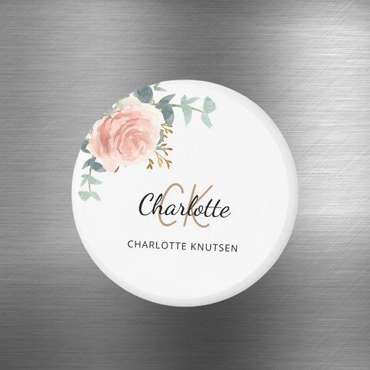 Aimant Remerciement floral rose gold et eucalyptus rose