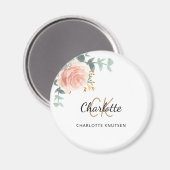 Aimant Remerciement floral rose gold et eucalyptus rose (Recto/Verso)