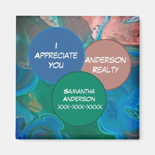 Aimant Remerciements Blue Gemstone Realty Business Promo (Devant)