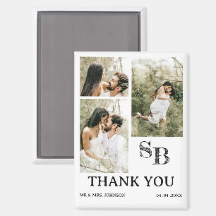 Aimant Remerciements de mariage avec photo moderne