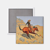 Aimant Remington - Le Cowboy, célèbre peinture (Recto/Verso)