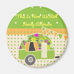 Aimant Remorque vintage Camper Party Fournitures Vert/Ora