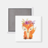Aimant Renard avec couronne de fleurs (Recto/Verso)