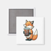 Aimant Renard avec une tasse (Recto/Verso)