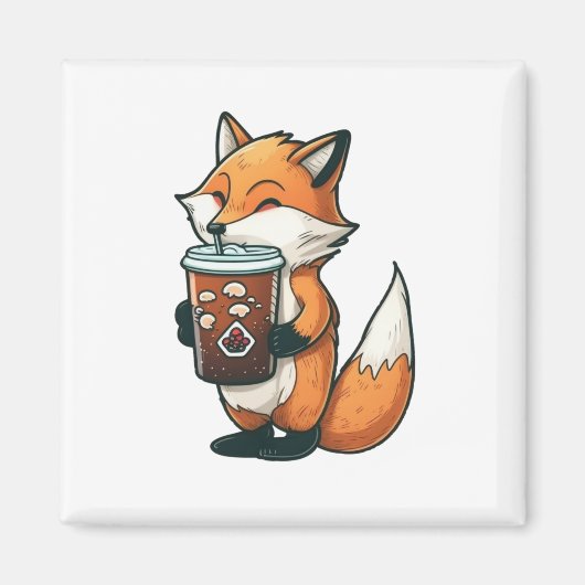 Aimant Renard avec une tasse (Devant)