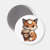 Aimant Renard avec une tasse (Recto/Verso)