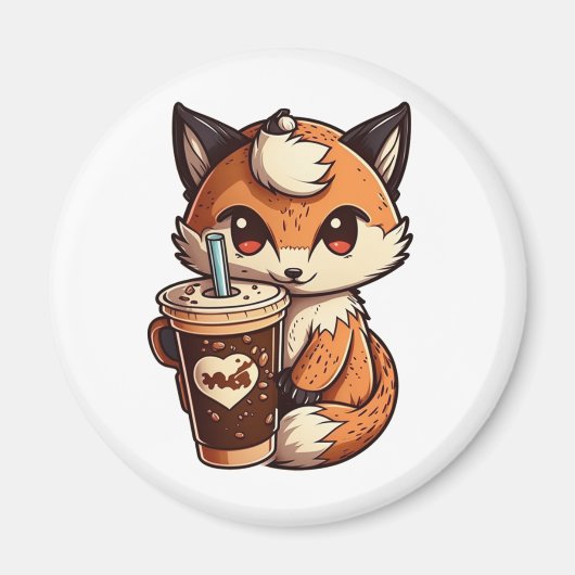 Aimant Renard avec une tasse (Devant)