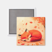 Aimant Renard couché dans la forêt d'automne (Recto/Verso)