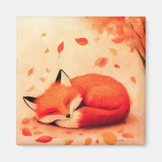 Aimant Renard couché dans la forêt d'automne