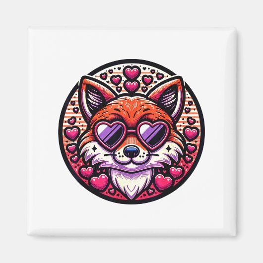 Aimant Renard de la Saint-Valentin et renards de couples (Devant)