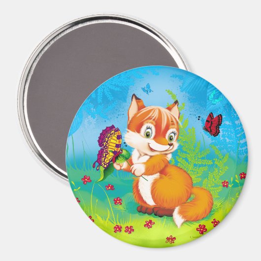 Aimant renard et papillon (Recto/Verso)