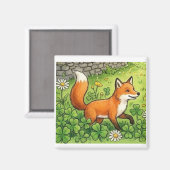 Aimant Renard heureux mignon (Recto/Verso)