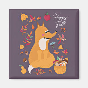 Aimant Renard mignon d'automne avec texte personnalisé