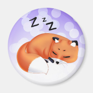 Aimant Renard mignon de bande dessinée de sommeil de